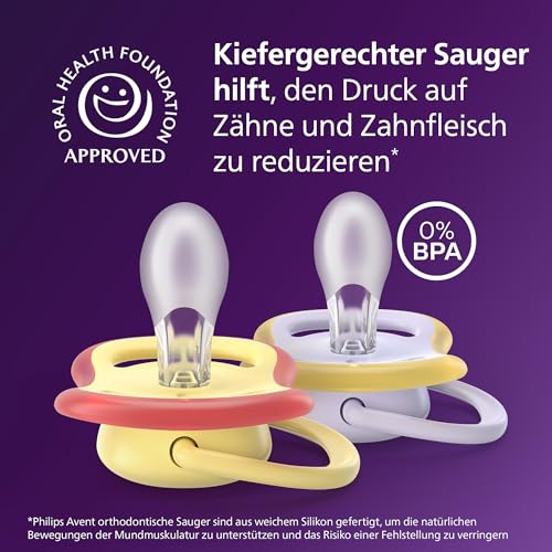 Philips Avent ultra air Schnuller – kiefergerecht geformtes Design, für Babys, 0–6 Monate, weicher, symmetrischer Silikonsauger, BPA-frei… – Ansicht 3