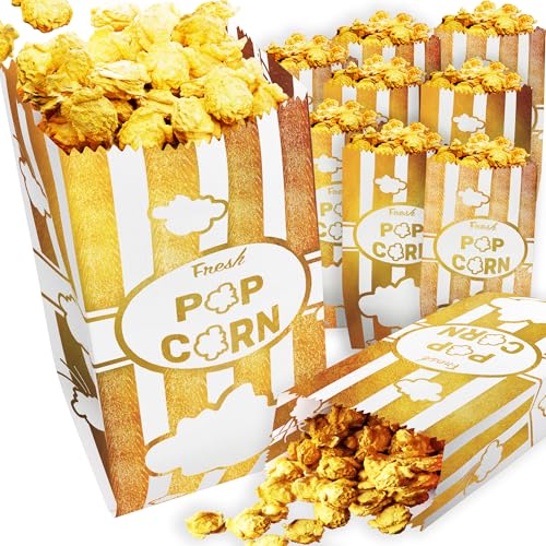 Image of CUSINIUM 1oz Metallic Gold Paper Popcorn Bags (100-pack) - Carnival Theme - Customizable