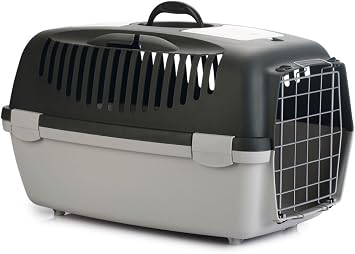 Beeztees Dog or Cat Carrying Container, Dark Grey/Grey, 61x40x38cm
