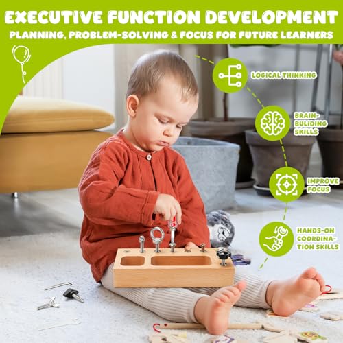 TenFans Montessori Busy Board for Toddlers 3-5 Years, Wooden Screwdriver Activity Board, Fine Motor Skills & Sensory Development Toy, Preschool Learning & Travel - Image 5