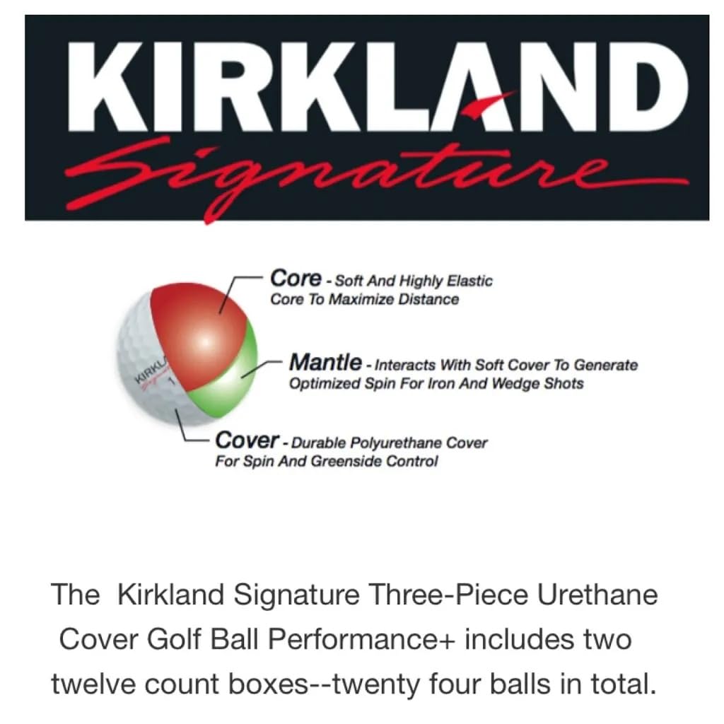 KIRKLAND Signature Golfbälle aus Urethan, Weiß, 24 Stück, Hochleistungs-Golfbälle für Distanz, Kontrolle und Spin, weiches Gefühl mit robuster Konstruktion, ideal für alle Schwierigkeitsstufen