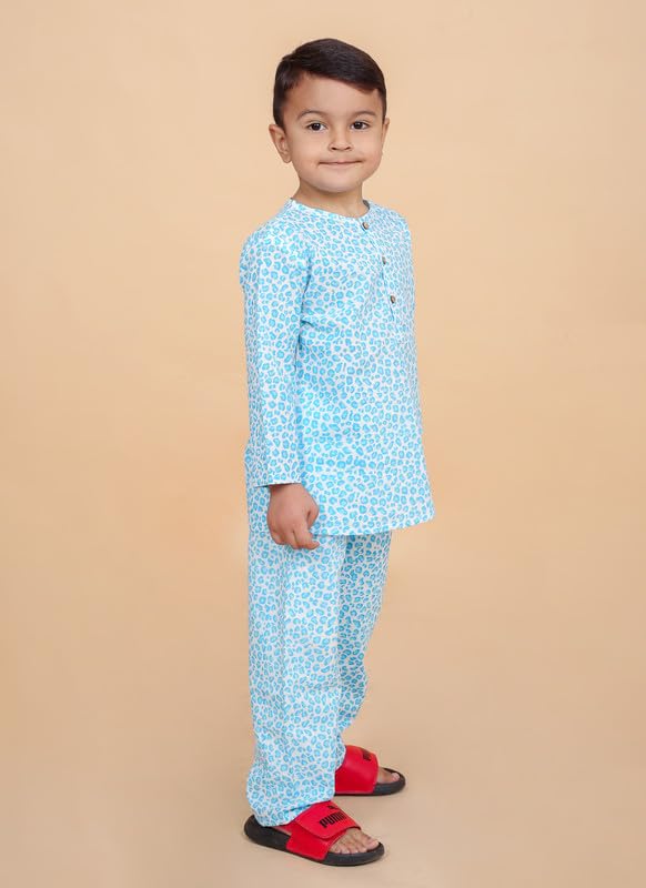 Image of Boys Cotton Night Suit | Jaipur Handblock Print Pajama Set for Kids | Boys Sleepwear | Kids Pajama Set | Baby & Toddler Sleep Suit | Combo Pack of 2