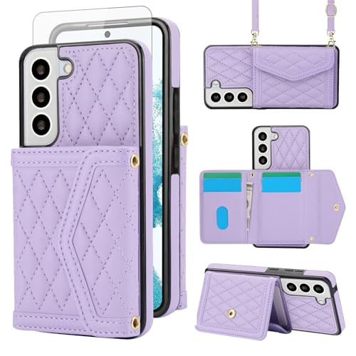 Coque Samsung S22+ anti-choc Asuwish étui portefeuille avec verre trempé