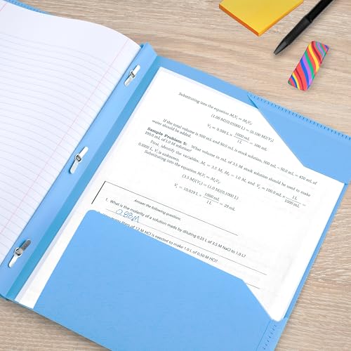 Five Star 2-Pocket Folder, Plastic Folder with Stay-Put Tabs and Prong Fasteners, Holds 8-1/2" x 11" Paper, Pacific Blue (72115)