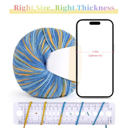 Image of Coopay Wool Yarn for Crocheting & Knitting, 15 Skeins Premium Wool Yarns | Wool Blend Yarn- 60% Wool 40% Polyester - 1.76oz, 129yds -#3 DK Yarn for Clothes, Scarves, Blankets, Shawls (Multicolor B)