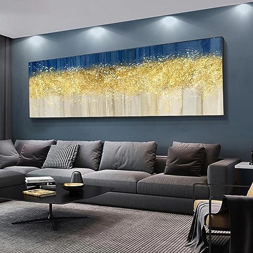 Peinture sur toile arbre de vie doré 50x150cm style nordique abstrait