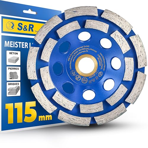 S&R Disque Diamant 115 mm Meule Poncage Surfacage Béton. Meule Boisseaux Abrasive à Poncer Béton Pierre Granit pour Meuleuse 115mm