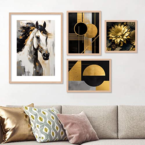 Image of kotart Aesthetic Modern Wall Decor Paintings with Frame for Home Decoration - Painting for Living Room Bedroom - Painting for Wall Decoration (14 x 18 inch) Set of 4 (Classic Wall Painting, 3)