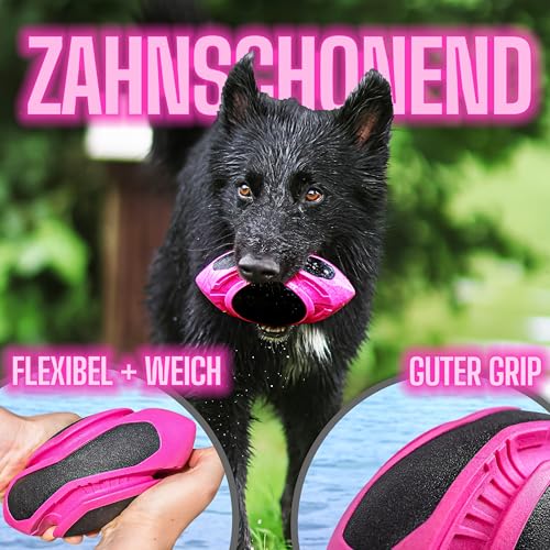 ne&no Hunde Football [Space Edition by hoher Sprungkraft I Wurfspielzeug I Jagdball I robust I Wurfball modern I für Land und Wasser I 17 cm lang