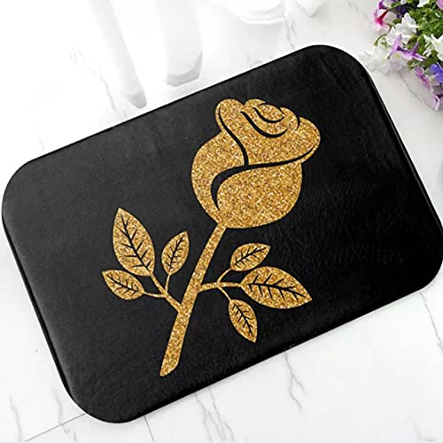 RQJOPE Felpudo Alfombrilla de Cocina de baño de Goma de Goma Rosa de imitación clásica Negra, Alfombra Moderna, Brillo, Destellos, Sala de Estar, Felpudo de Entrada de bienvenida-60x90cm Cover