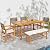Tangkula 6 Piece Patio Dining Set for 5-6 People, 63” Outdoor Acacia Wood Table with 1.97” Umbrella Hole & Bench & 4 Cushioned Armchairs, for Deck Yard and Poolside