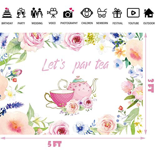 Fondo fotográfico temática té 5x3 ft rosa miniatura 5