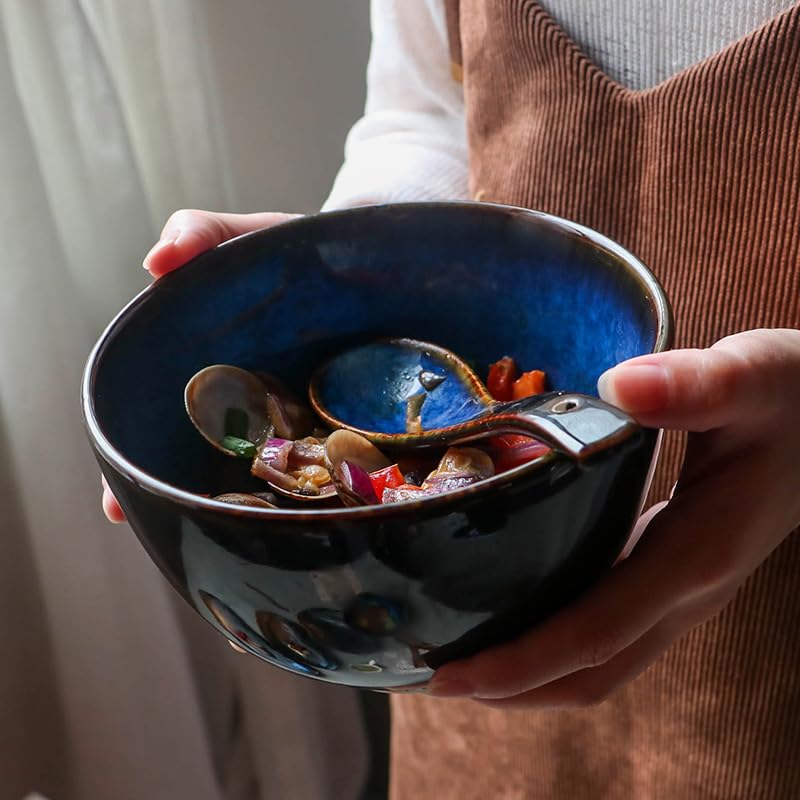 Miski do Ramen Miska na owoce Kreatywna ceramiczna miska Retro Miska na sałatkę Domowa miska na płatki śniadaniowe, zupy, makaron salaterka talerze obiadowe