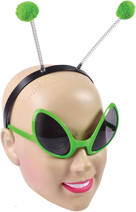 Bristol Novelty DS160 Alien Set Glasses and Headband, Unisex-Adult, One Size Halloween, World Book Day