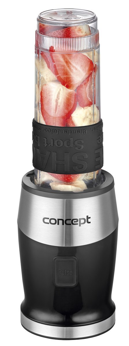 CONCEPT électroménager SM3390 Mixeur smoothie « FRESH & NUTRI », 700 W, noir, 1200 ml hachoir, moulin, 3 recipients en tritan, sans BPA, fonction Pulse, corps caoutchouc + inox, 23 000 tours/min.