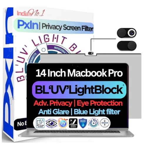 Image of Pxin PET 14 Inch MacBook Pro Privacy Screen Filter - | Magnetic | Pro Version | No Eye Strain | Anti Blue Light + Anti Glare | No Dry Eyes |Privacy Screen Protector