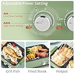 Topwit Hot Pot Electric with Grill, 2 in 1 Indoor Non-Stick Electric Pot and Griddle for Korean BBQ, Steaks, Shabu Shabu and Noodles, Independent Dual Temperature Control, Fast Heating, Green - Image 3