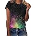 Zldhxyf Vestiti Morbidi Camicetta Casual da Donna T-Shirt Girocollo Manica Corta Floreale T-Shirt con Stampa Animalier Top con Spacco Laterale Allentato Canottiere Cotone