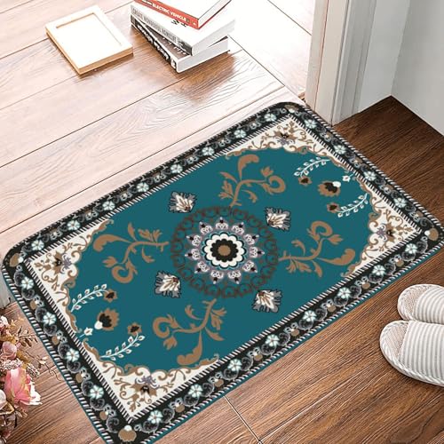 Tapete vintage pequeño 40x60 cm anti deslizante azul miniatura 1