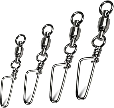 GERUITE Snap Fishing Swivels Ball Bearing Black Nickel Ball Bearing Swivels Saltwater Heavy Duty Barrel Swivels for Freshwater Saltwater Fishing