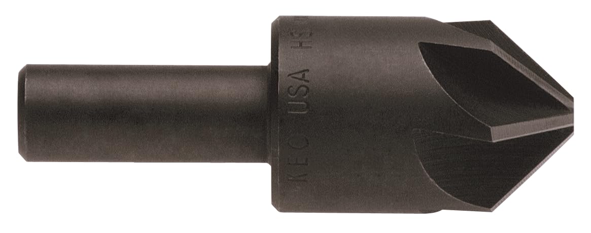 KEO 55531 Cobalt Steel Single-End Countersink, Uncoated (Bright) Finish, 6 Flutes, 82 Degree Point Angle, Round Shank, 1/2" Shank Diameter, 1" Body