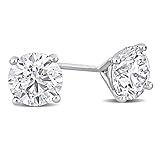 Picture of IGI Certified Lab Grown Diamond Earrings - 1 to 5 CTTW Diamond Solitaire Stud Earrings for Women, Yellow Gold, White Gold or Platinum - D Color - VVS2 Clarity (Earring - Platinum - 5CTTW)