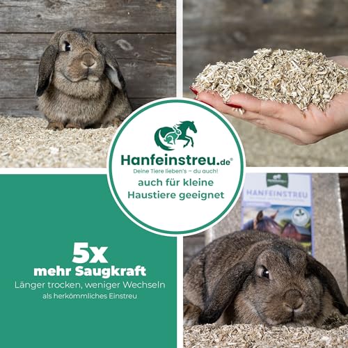 Hanfeinstreu mit Lavendel für Kleintiere, Hühner und Pferde, 30 Liter, 100% Naturprodukt, Extrem Saugfähig, Staubarm, Geruchsbindend, Nachhaltig und Langlebig