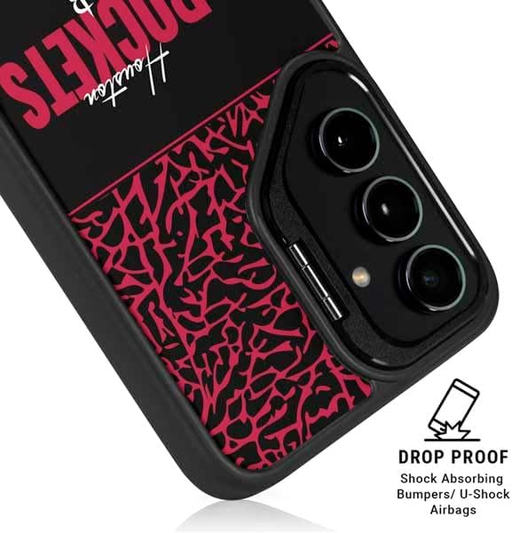 Skinit Kickstand Phone Case Compatible with Galaxy S25 - Officially Licensed NBA Houston Rockets Elephant Print Design