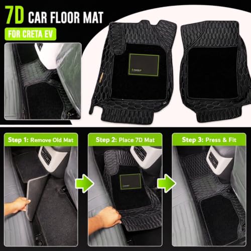 Image of EV MASTER 7D Car Floor Mats for Hyundai Creta Hybrid (2026 Onwards) Complete Set | All Weather | Anti-Slip | Luxury Premium Car Mat | Full Coverage | Custom Fitted Car Foot Mats
