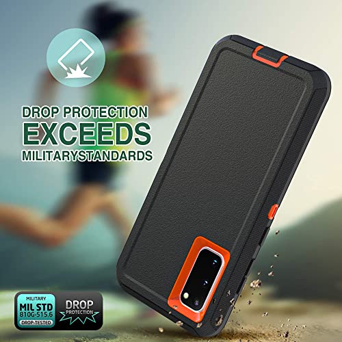 Image of Case for Galaxy S20, Heavy-Duty Tough Rugged Shockproof Drop Protective Cover Cases for Samsung Galaxy S20, Black+Orange