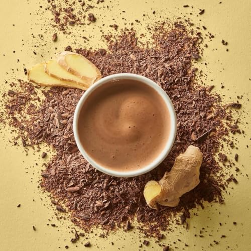 Image of Hotel Chocolat Hot Chocolate Mix - Ginger Drinking Chocolate with Real Chocolate Flakes, 10 Servings, Gourmet Cocoa
