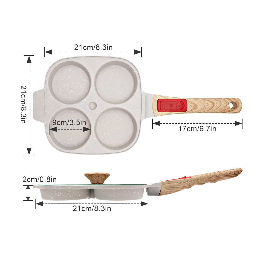 RANX INGST Spiegeleipfanne, antihaftbeschichtet, mit Deckel, Induktion, Weiß