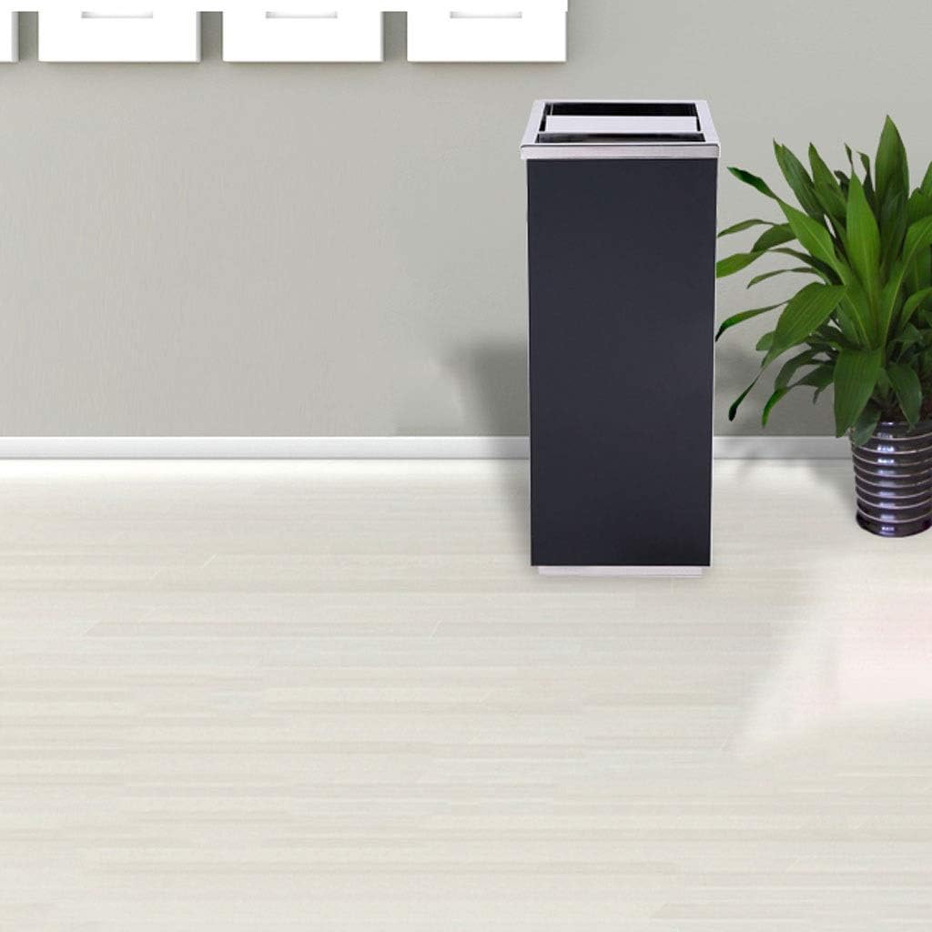 Outdoor Ashtray Trash Can Wastebasket Outdoor Stainless Steel Trash Can -Top with Ashtray Flip Trash Can, Suitable for Hotel Mall Elevator Mouth (30.5 * 30.5 * 60.5) Waste Contain/Black/a