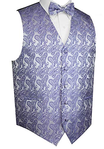 Men's Formal Tuxedo Vest & Bow-Tie Set in Lavender Paisley