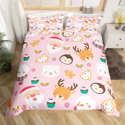 Homemissing Cartoon Weihnachtsmann Pinguin Bettwäsche Set 135x200cm...
