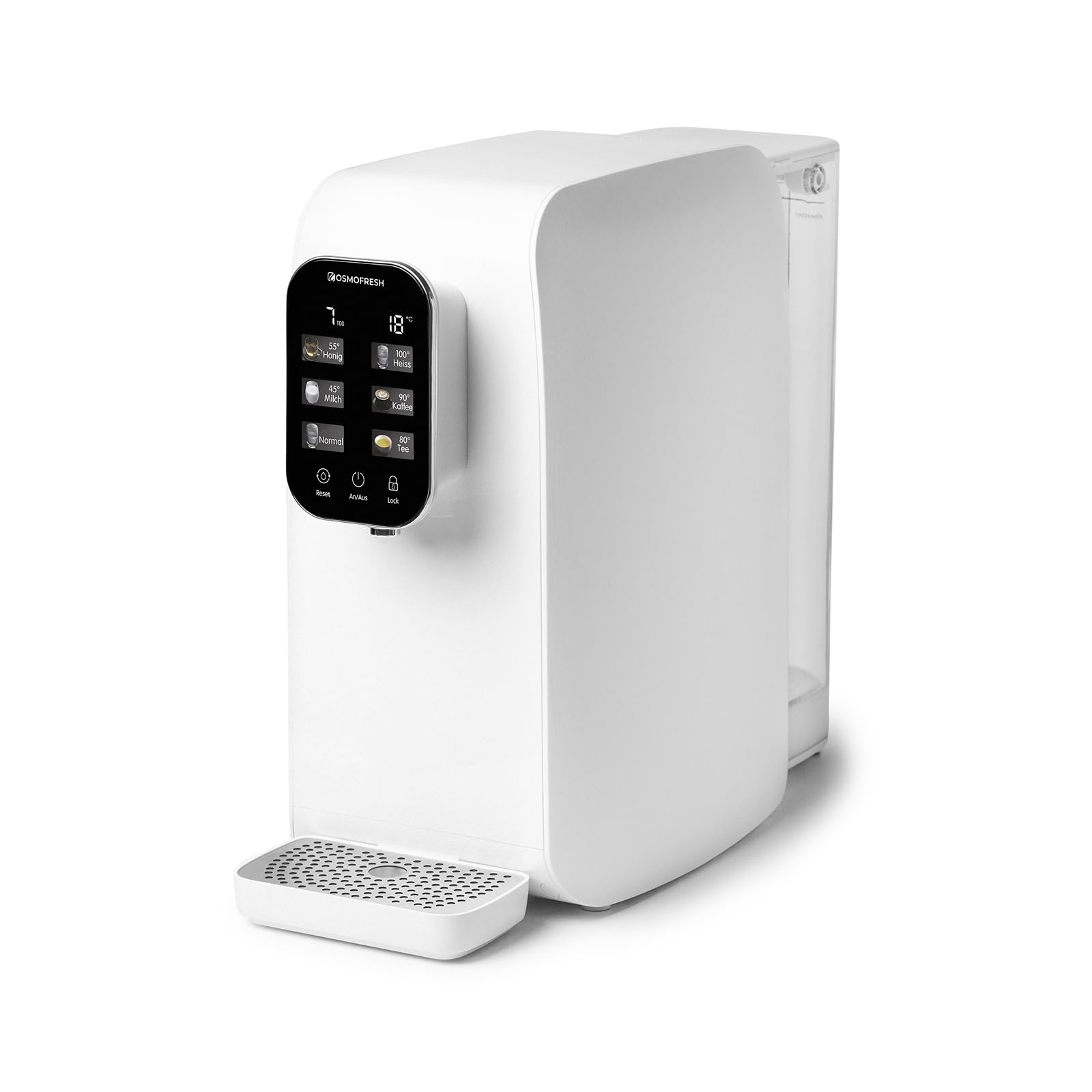 OsmoFresh Auftisch Osmoseanlage Quella Life mit 6 Temperaturstufen (~15-100°C) mobil kein Wasseranschluss nötig 5 stufige Filterung kalkfreies Trinkwasser Überwachung Filterlebensdauer Wasserspender