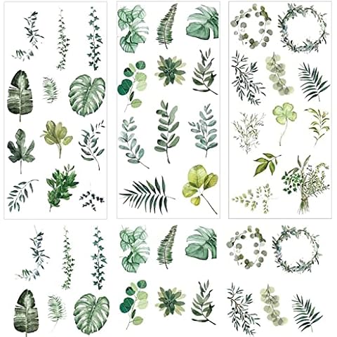 24 Hojas Pegatinas Scrapbooking, Plantas Pegatinas Aesthetic Cover