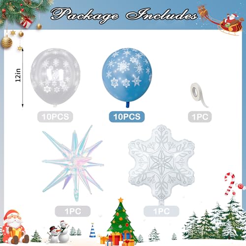 Ballons bleus et blancs flocon de neige durables pour éviter les dégonflements