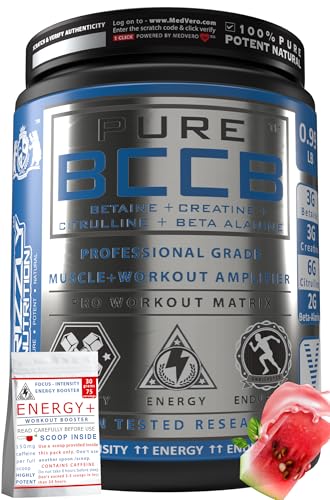 Image of Grizzly Nutrition, Pure BCCB 450g, 30g Energy caffeine pack - Betaine, Creatine, Citrulline, B alanine, researched muscle, strength, endurance, growth formula, before workout /Intra workout, Watermelon