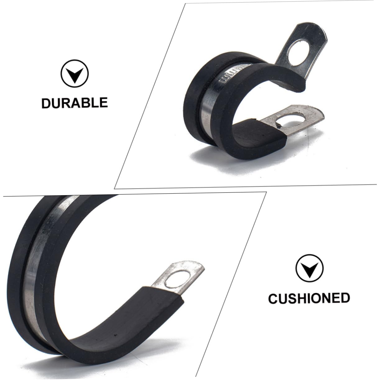 Gadpiparty 45pièces Collier de Serrage Caoutchouc pour Câble Collier de Serrage Forme de R pour Tuyau Clip de Câble Acier Inoxydable pour Tuyau Clip de Tube