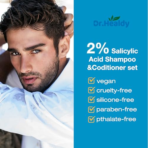 Image of Dr.Healdy Anti-Dandruff Shampoo and conditioner set-2% Salicylic Acid,Stop Flaky and Itchy Scalp - Sulfate Paraben Free, Intense Care for Women and Me 13.6 FL Oz (Pack of 2)