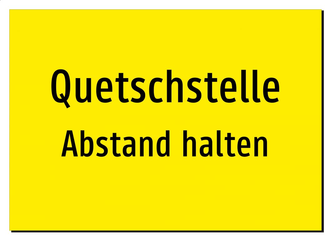Quetschstelle - Abstand halten | Aluminiumschild A4, 297 x 210mm | nur Text, ohne Symbolgrafik