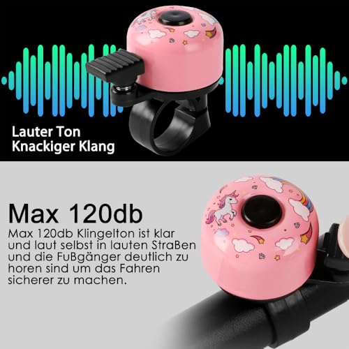 Fahrradklingel Kinder - Mini laut Klingel Fahrrad,Einhorn Dino (A Pink/Einhorn) – Ansicht 2