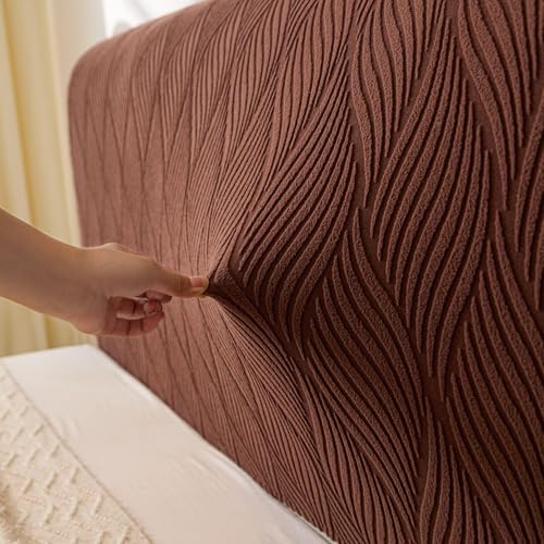 Image of HOMETHREADS Stretchable Lycra /Velvet Headboard Cover | Soft, Dust-Proof & Wrinkle-Resistant Bed Back Protector | Fits Leather, Wooden & Fabric Bedsides |for 5ft to 5.5ft Beds | (Brown, 150x65cm)