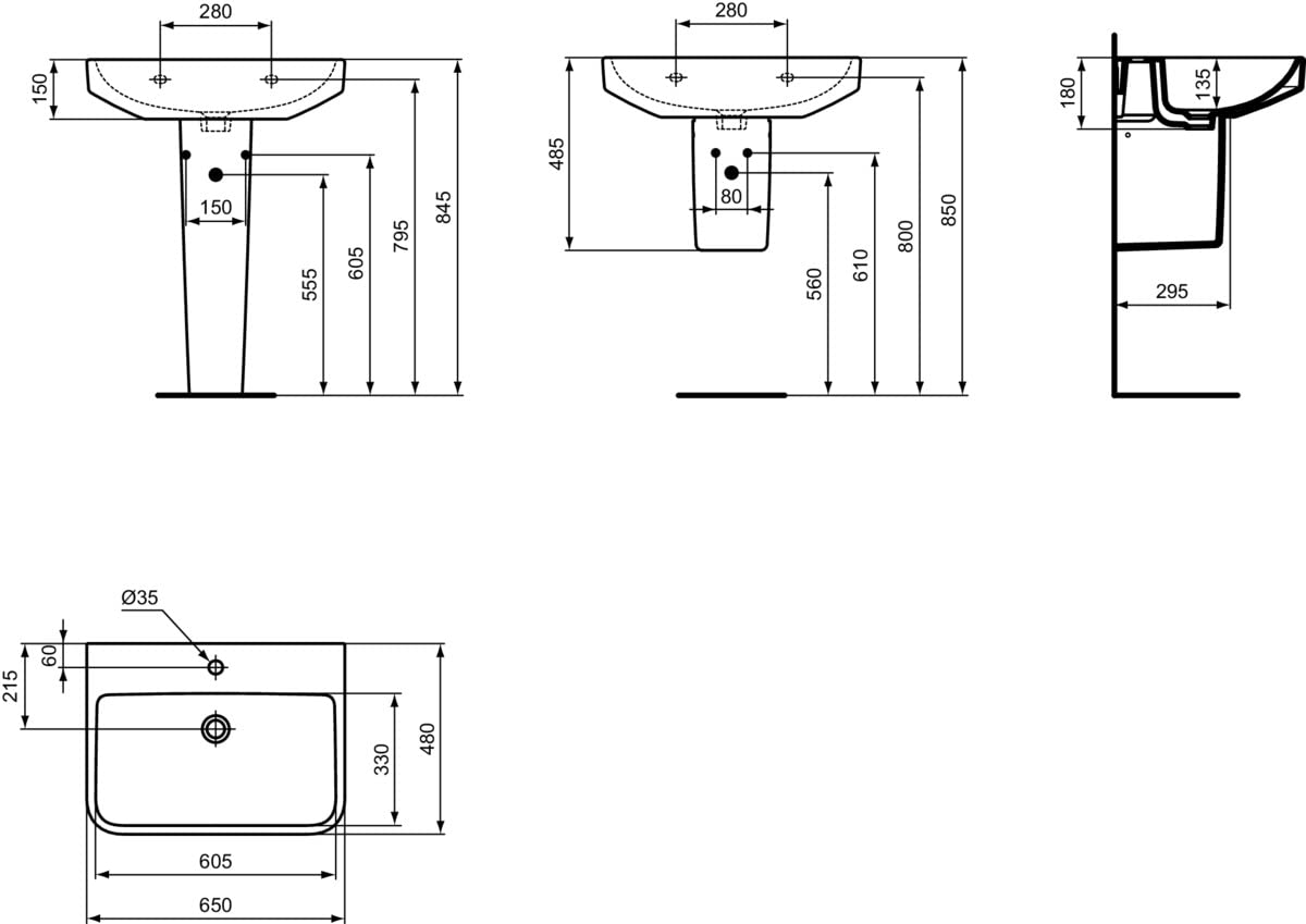 Ideal Standard I.Life T534601 - Coprisifone semi-colonna per lavabo bagno, accessorio bianco