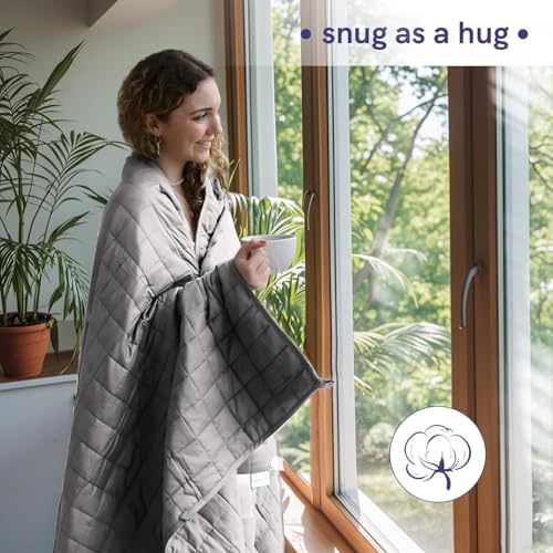 image for YnM 15lbs Weighted Blanket for Adults, Cotton Heavy Bed Throw Blanket 