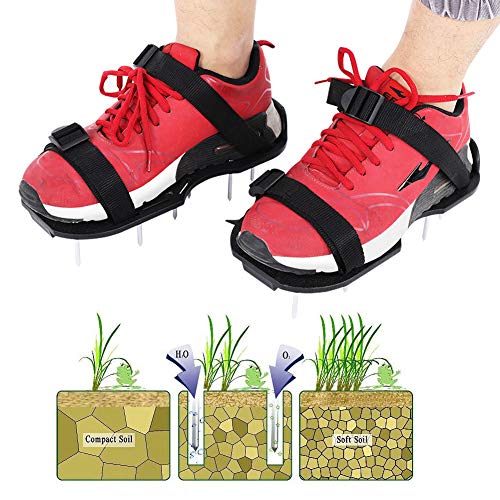 1 Pair Lawn Aerator Shoes Garden Yard Grass Cultivator Scarification Lawn Aerator Nail Shoes Tool PP Plastic, Adjustable Buckle, Suitable for Lawns, Gardens, Patios