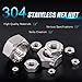 495Pcs Metric 304 Stainless Steel 9 Sizes Hex Nuts Assorment Kit, Coarse Thread Hexagon Nut 9 Sizes - M2 M2.5 M3 M4 M5 M6 M8 M10 M12