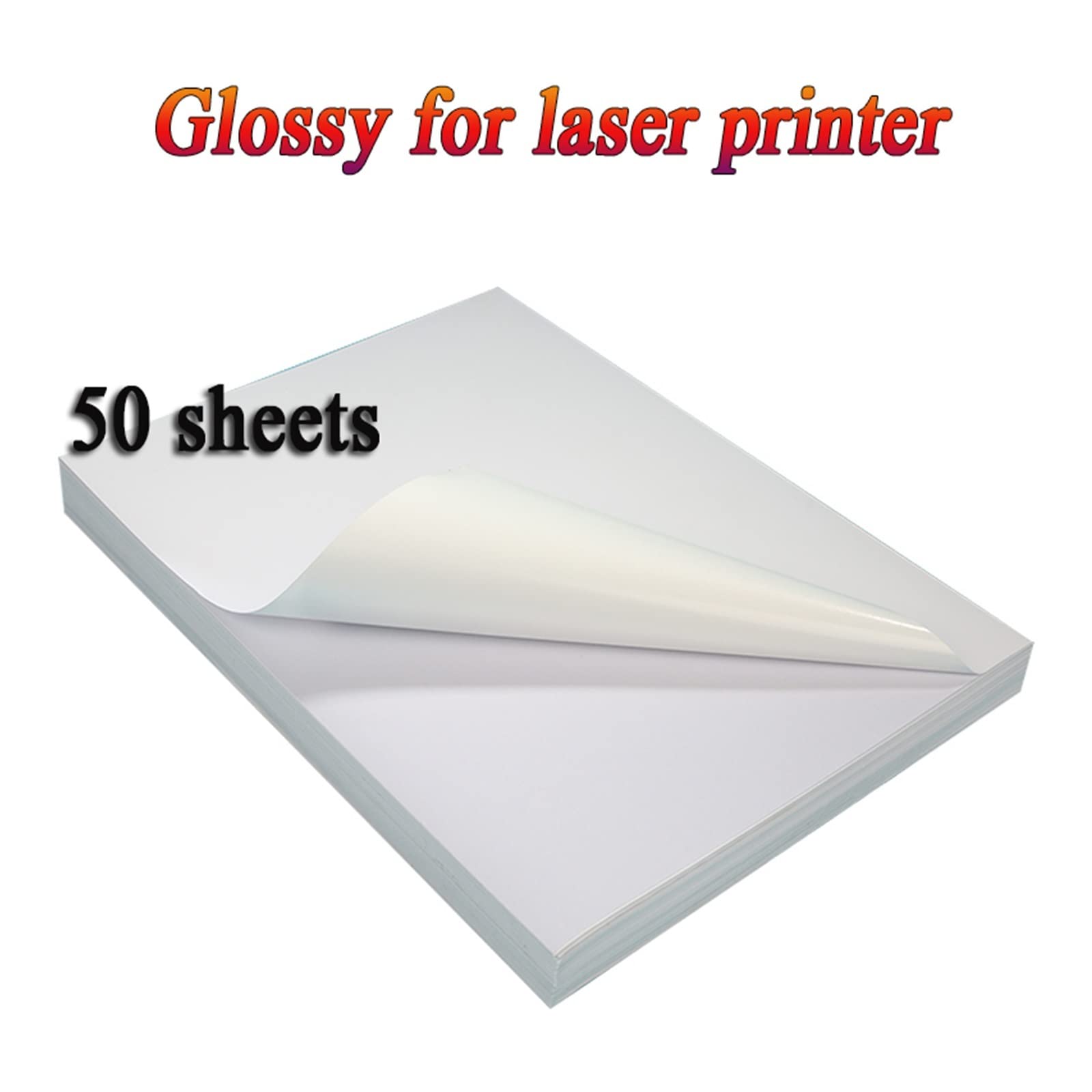 A4 selbstklebendes PP-Synthetikpapier, Tintenstrahldruckpapier, mattweiß, blanko, glänzend, wasserdicht, Etikettenaufkleber for Laserdrucker Lucky (Color : Laser Glossy 50)