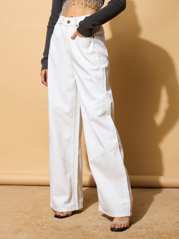 Image of barcino Women White Straight Jeans BAJEAN0672-M66 -L